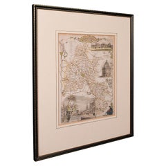 Antike County-Karte, Oxfordshire, Englisch, gerahmt Kartographie Interesse, viktorianischen