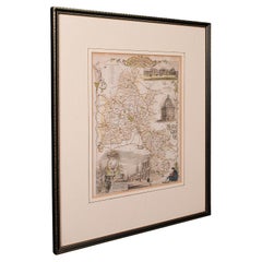 Antique County Map, Oxfordshire, English, Framed Cartography Interest, Victorian