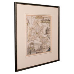 Antique County Map, Oxfordshire, English, Framed Cartography Interest, Victorian