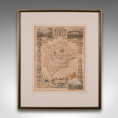 Antique County Map, Rutlandshire, English, Framed, Cartography, Victorian, 1860