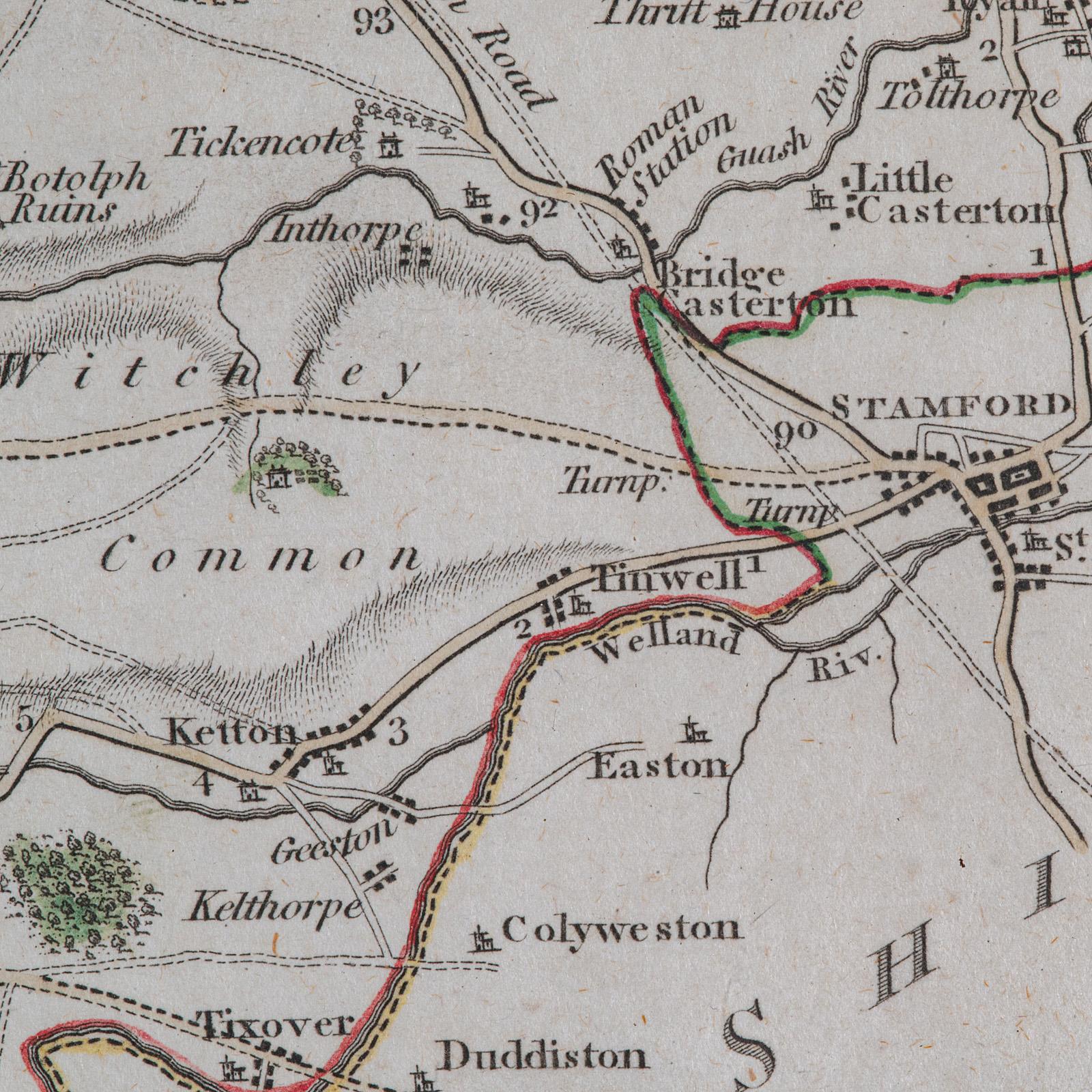 Antike County Karte, Rutlandshire, Gerahmter Atlas Kartographie, John Cary's, Georgianisch im Angebot 4
