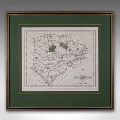 Antique County Map, Rutlandshire, Framed Atlas Cartography, John Cary, Georgian