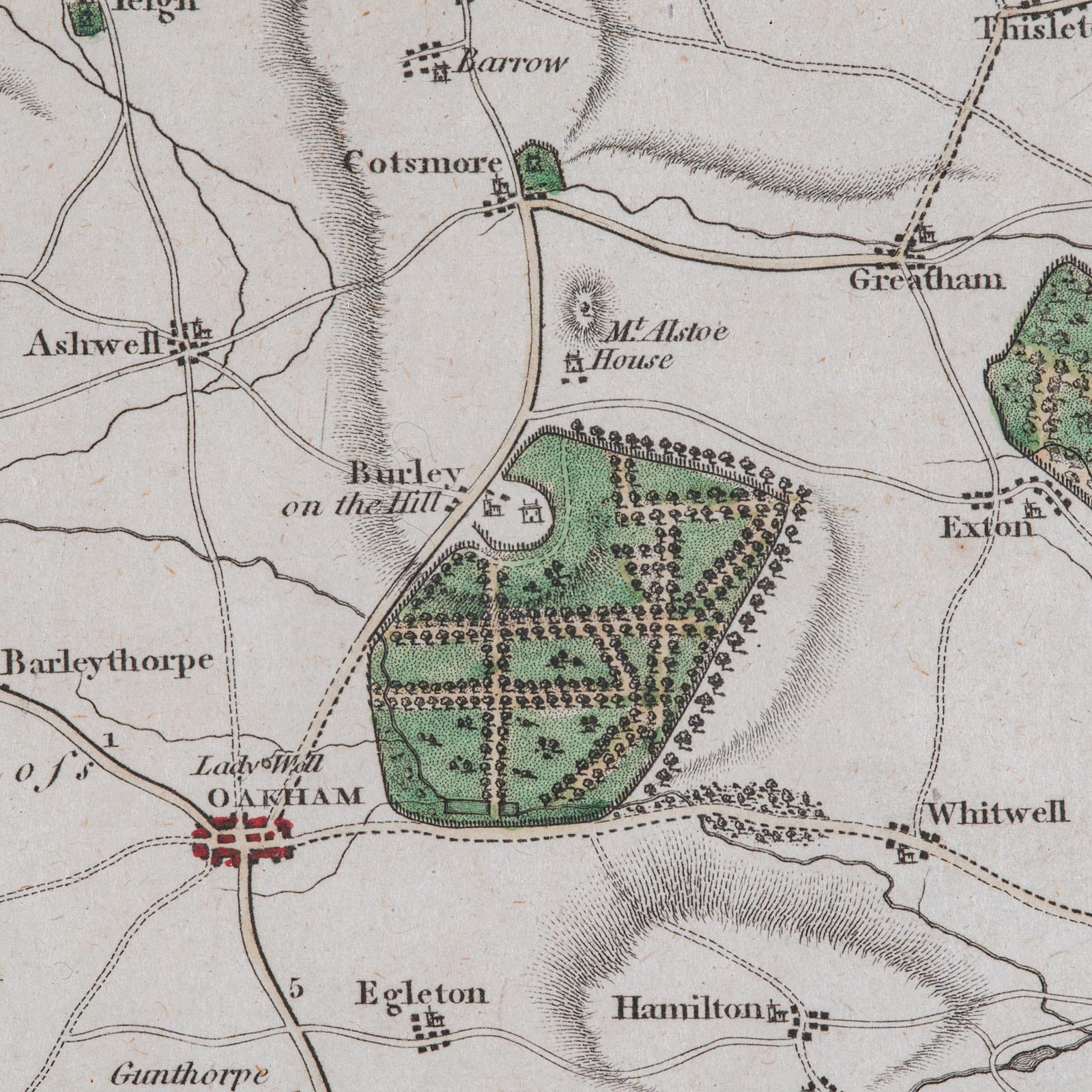 Antike County Karte, Rutlandshire, Gerahmter Atlas Kartographie, John Cary's, Georgianisch (Glas) im Angebot