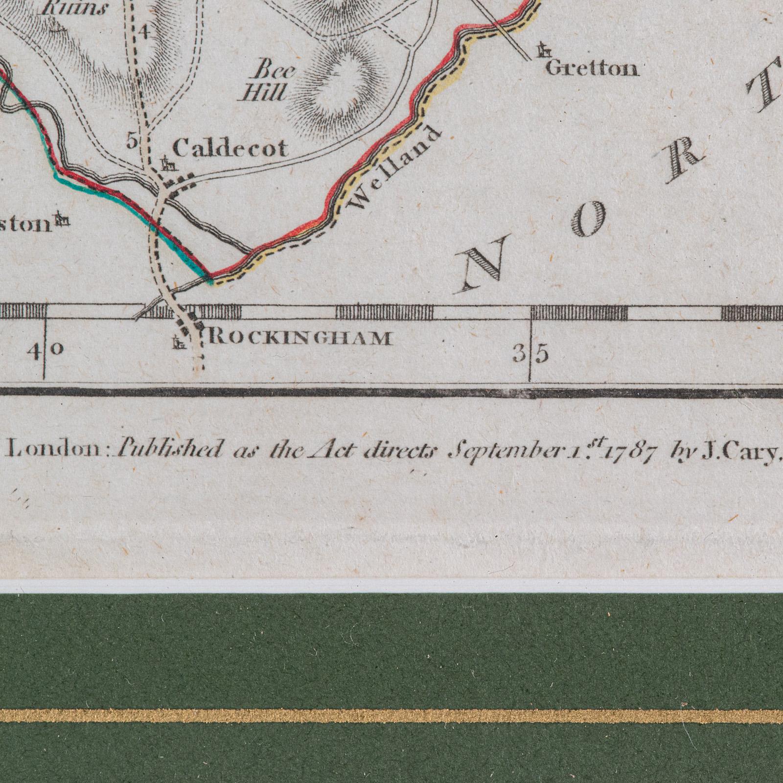 Antike County Karte, Rutlandshire, Gerahmter Atlas Kartographie, John Cary's, Georgianisch im Angebot 3