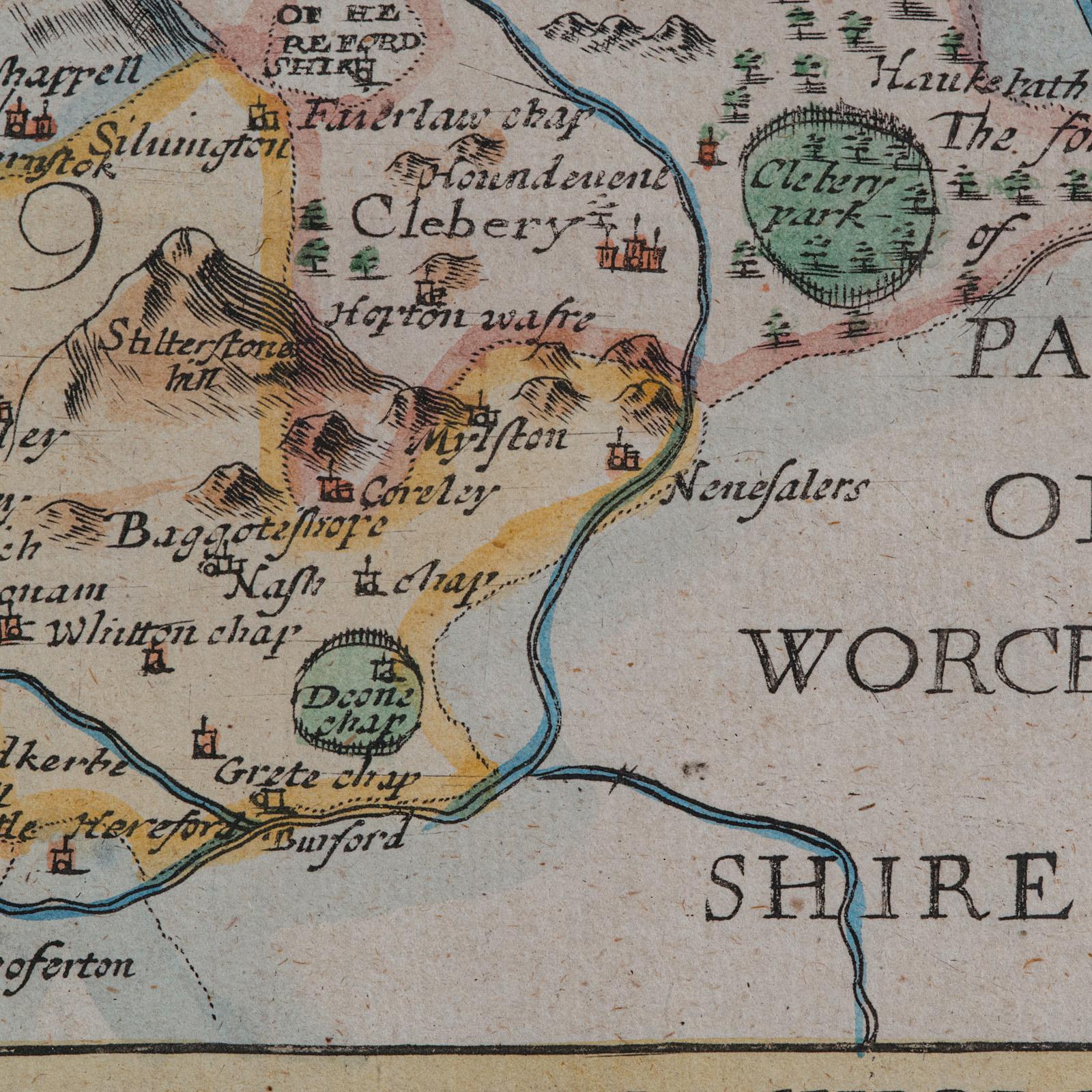 Antique County Map, Shropshire, English, Atlas Engraving, Richard Blome, C.1673 For Sale 4