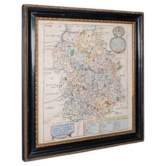 Carte ancienne du County, Shropshire, anglaise, gravure de l'Atlas, Richard Blome, C.1673