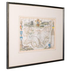 Antique County Map, Suffolk, English, Framed Lithograph, Cartography, Victorian