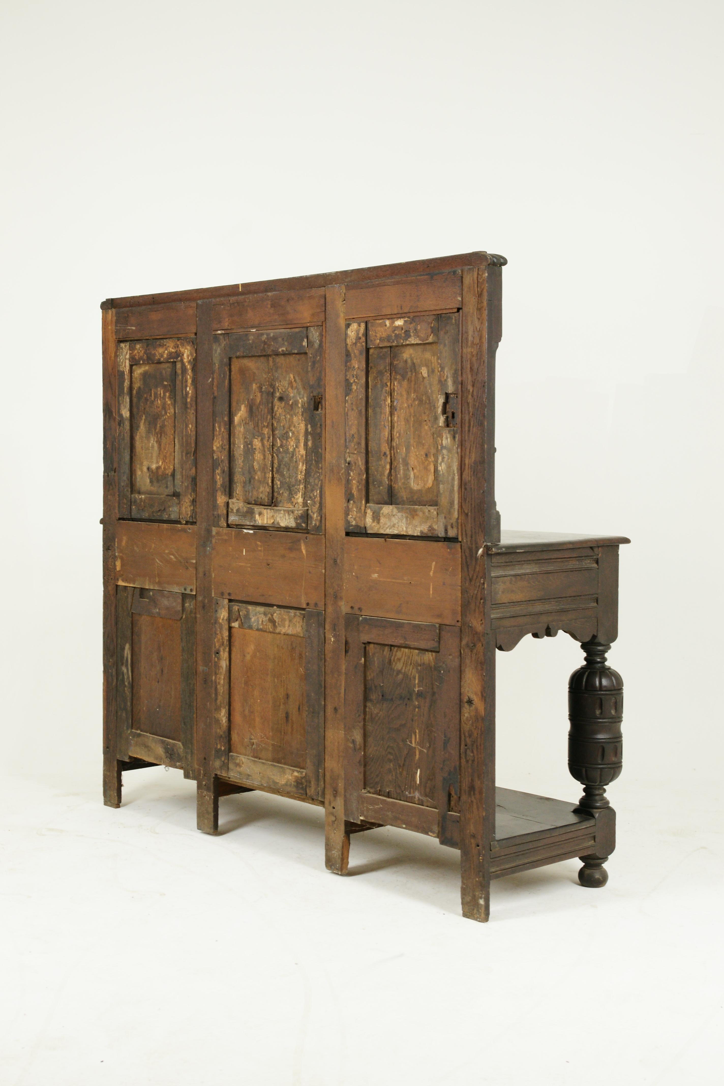 Antique Court Cupboard, Oak Sideboard, Carved Oak Buffet, Scotland 1790, H037 5