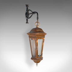 Lampada da cortile antica, inglese, bronzo, ferro battuto, lampada da carrozza, vittoriana