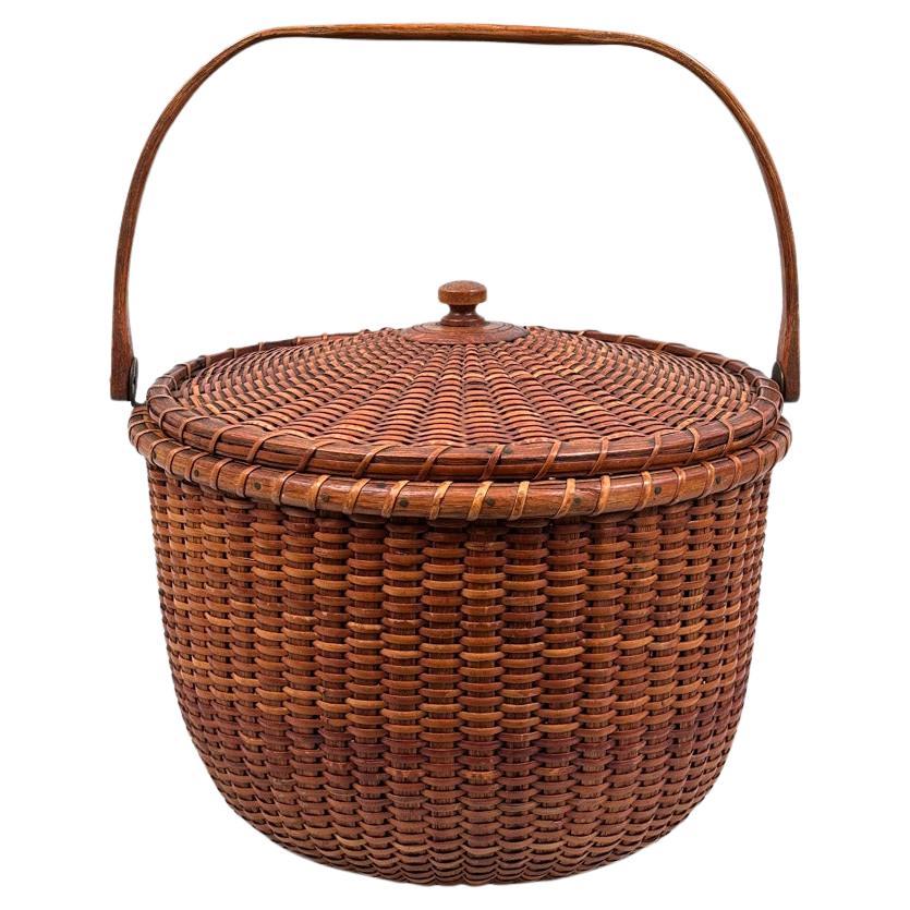 Panier antique couvert Nantucket Lightship par A.D. Williams