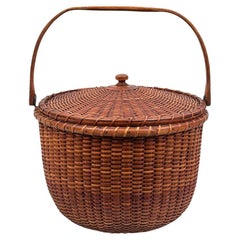 Antique Covered Nantucket Lightship Basket by A.D. Williams