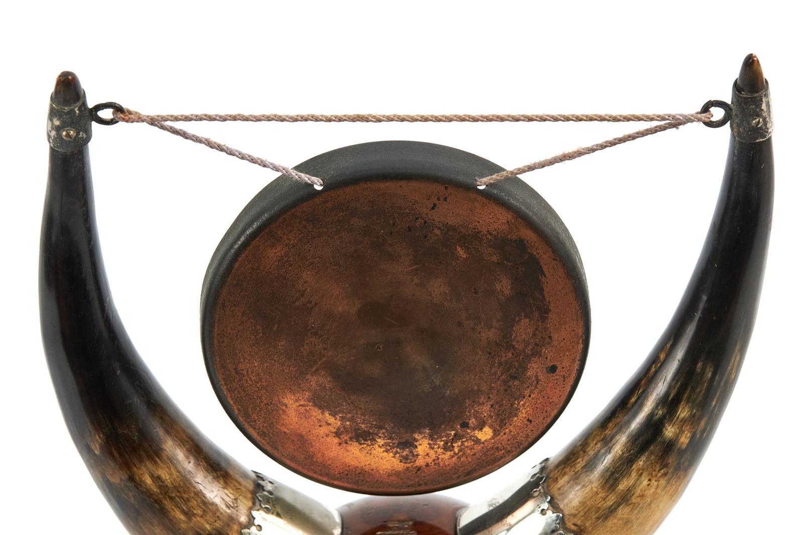 Antique Cow Horn Table Gong For Sale 1