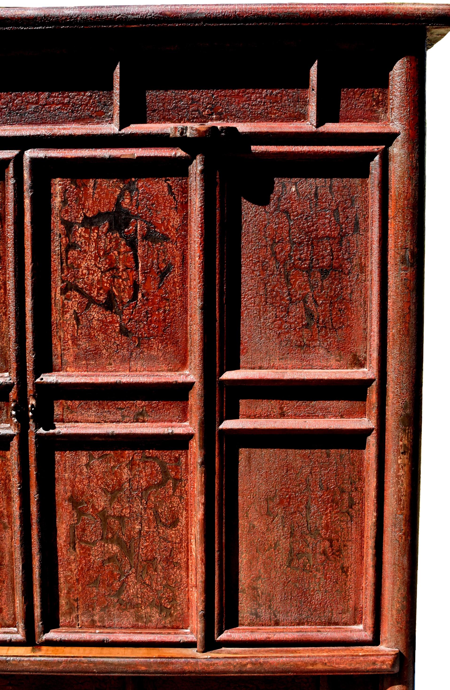 Chinese Antique Crackle Rustic Round Corner Cabinet