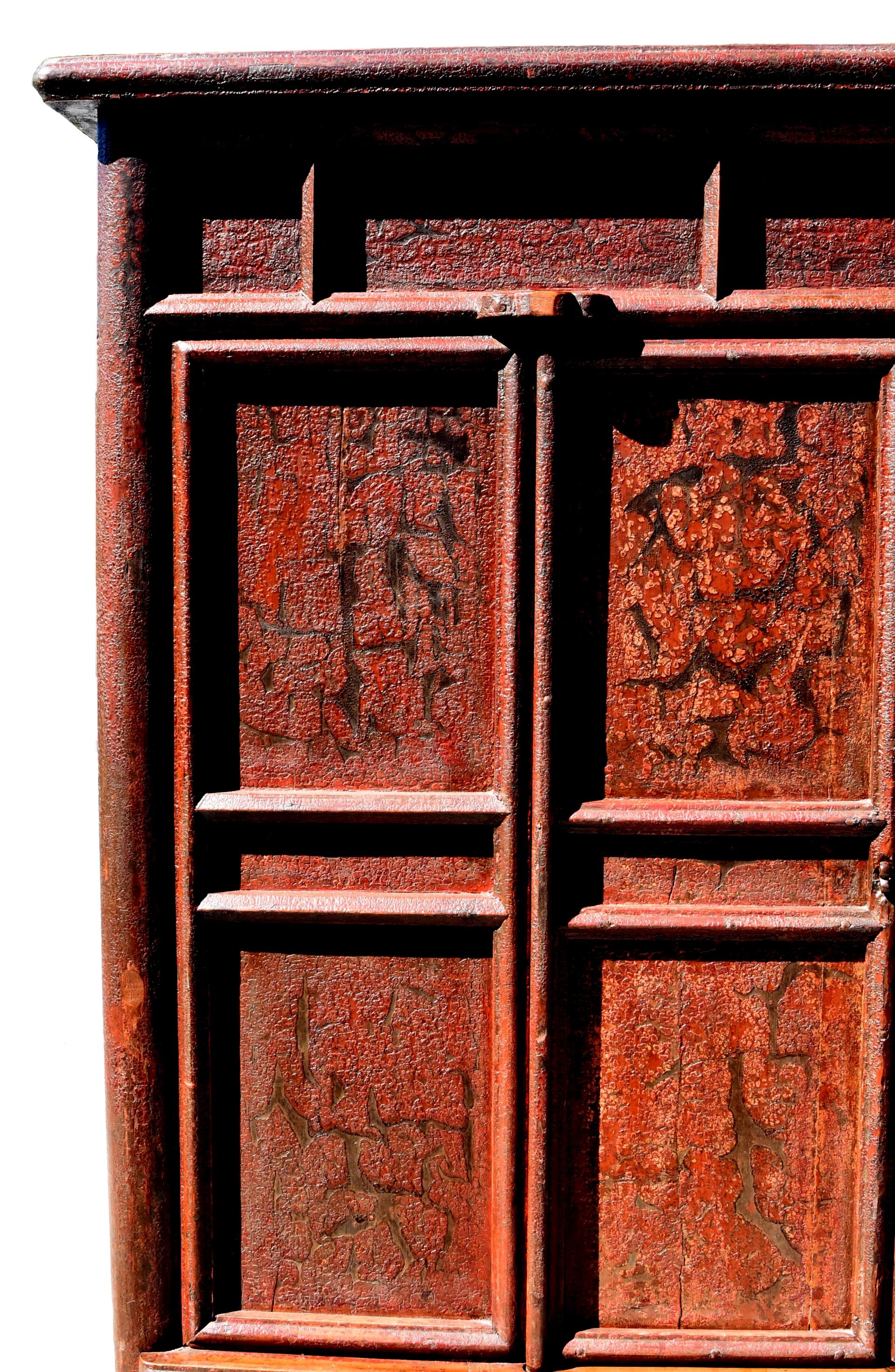 Wood Antique Crackle Rustic Round Corner Cabinet