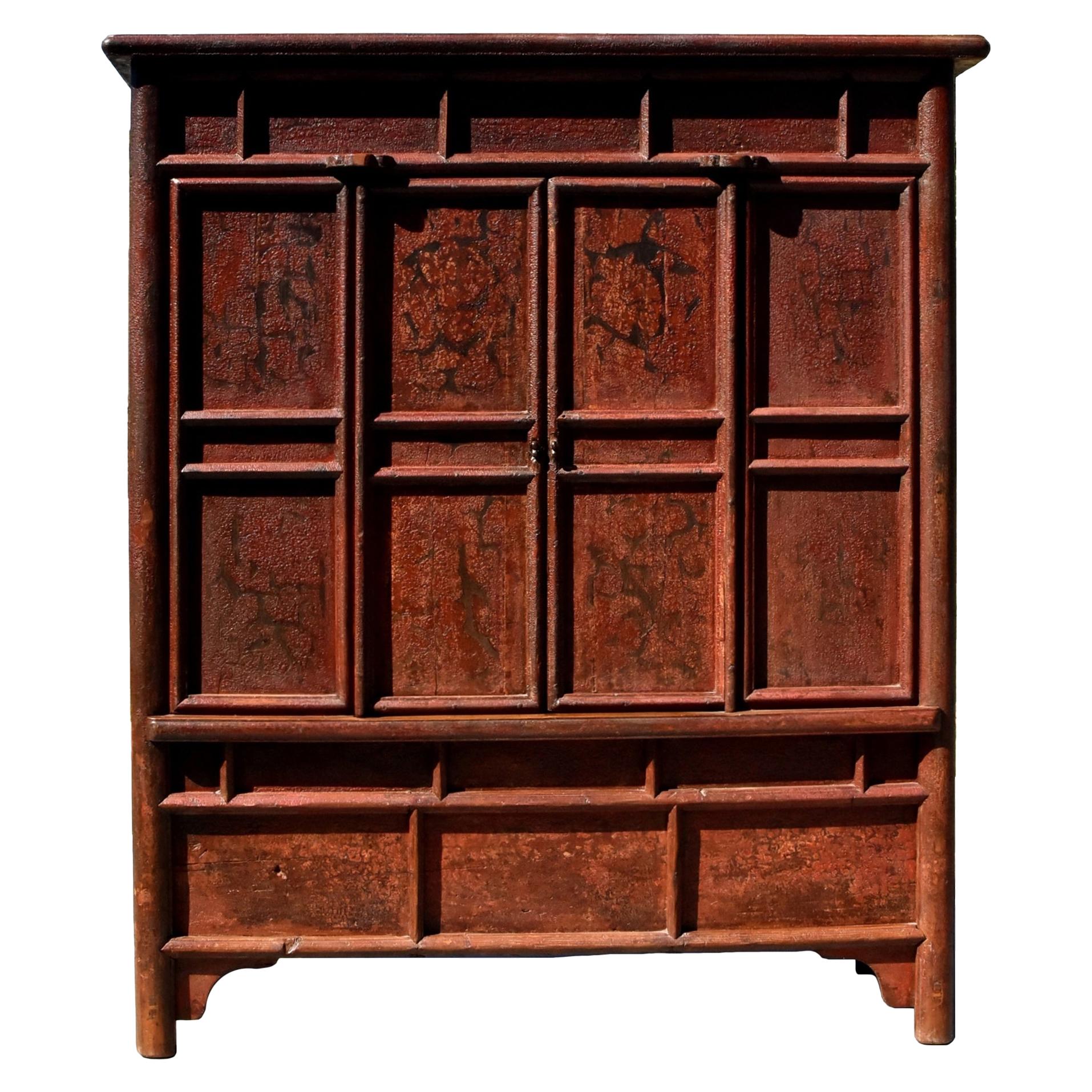 Antique Crackle Rustic Round Corner Cabinet