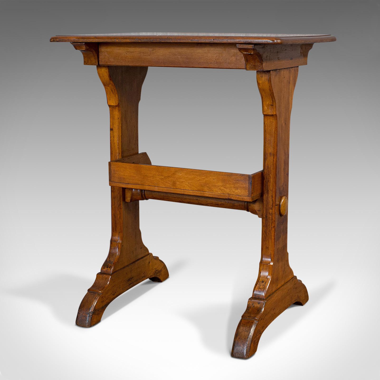 British Antique Craft Table, English, Golden Oak, Side, Writing, Victorian, circa 1880