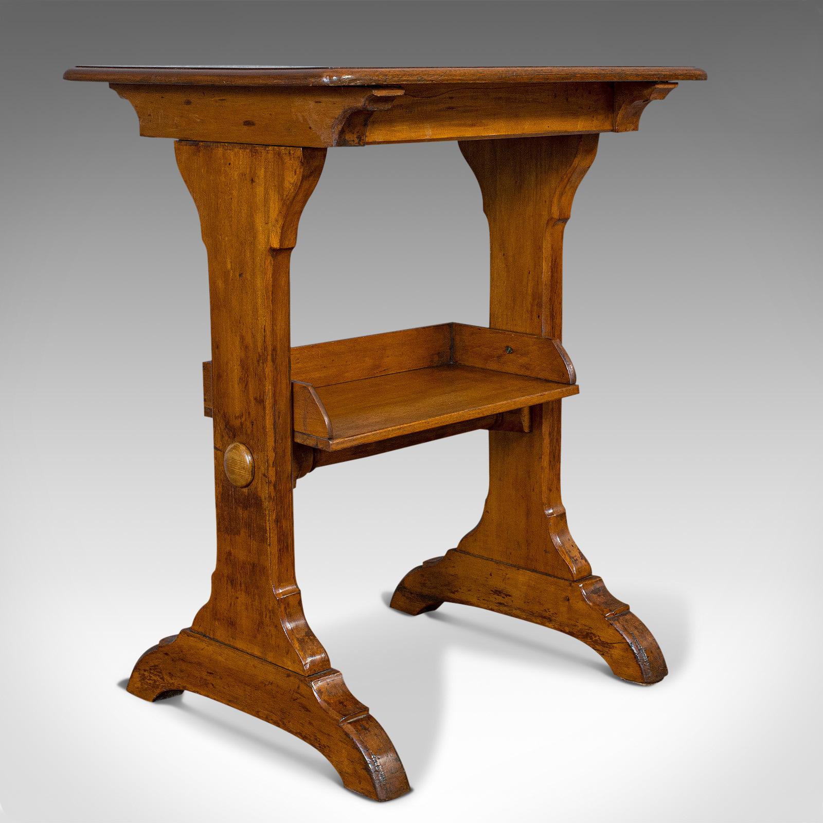 Antique Craft Table, English, Golden Oak, Side, Writing, Victorian, circa 1880 1
