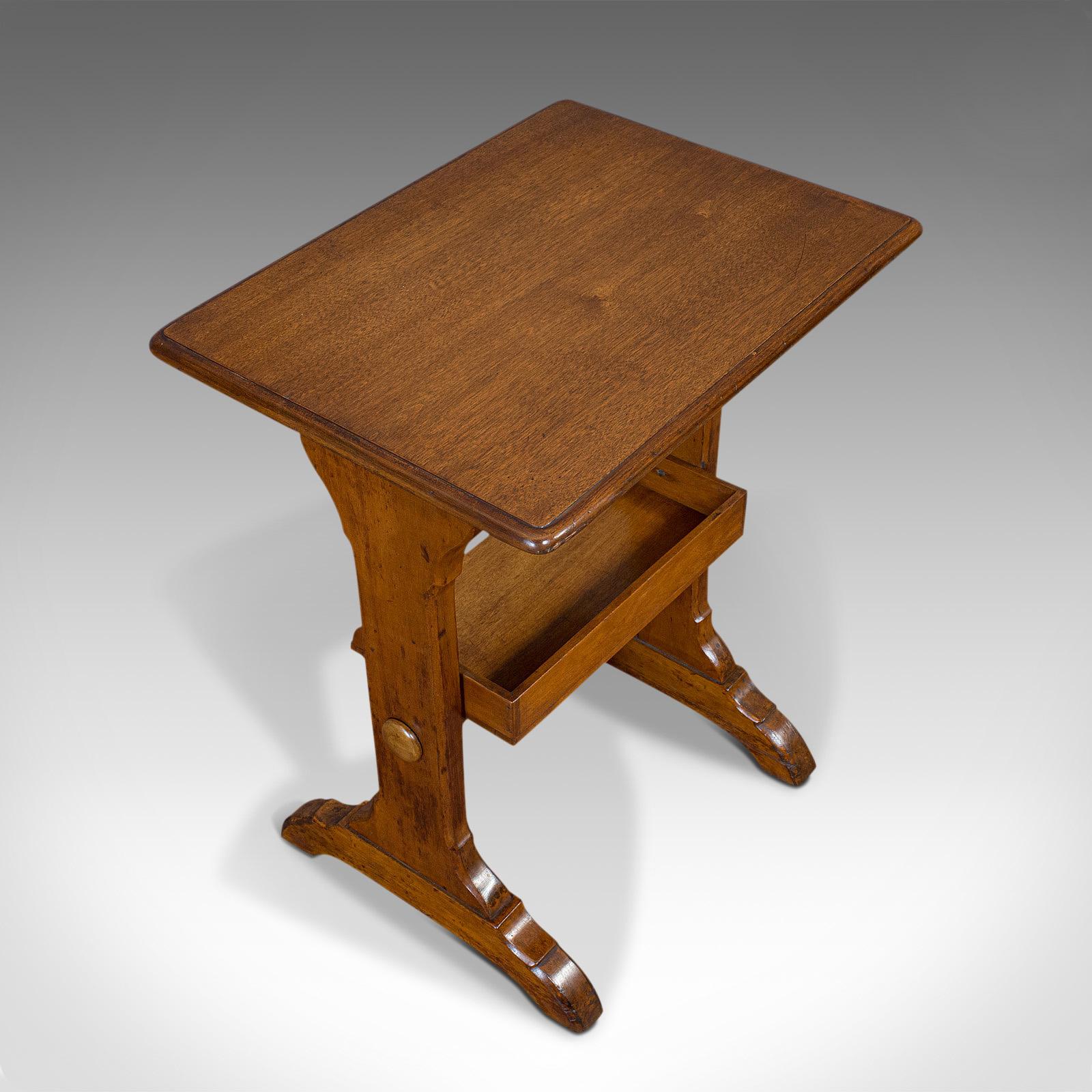 Antique Craft Table, English, Golden Oak, Side, Writing, Victorian, circa 1880 2