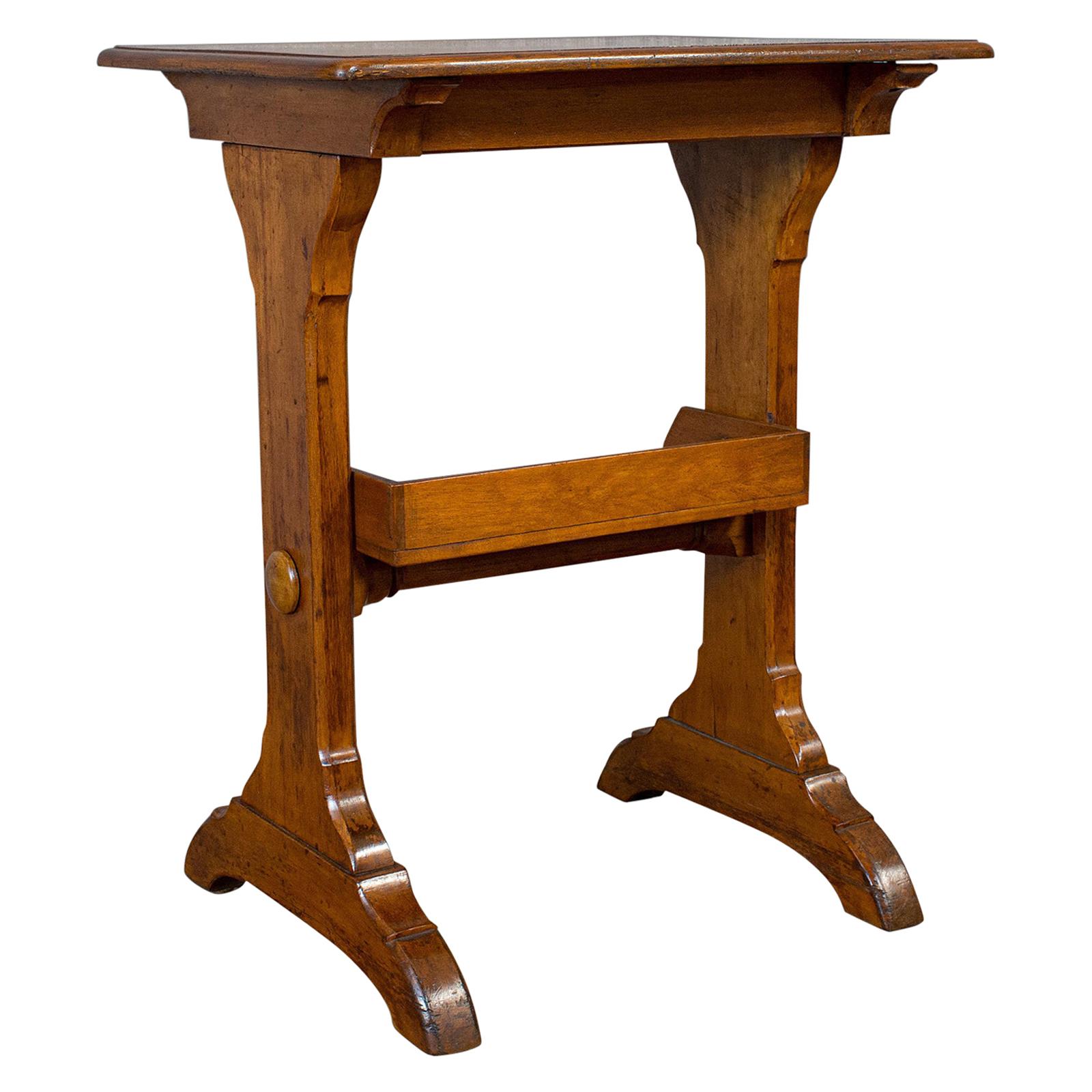 Antique Craft Table, English, Golden Oak, Side, Writing, Victorian, circa 1880