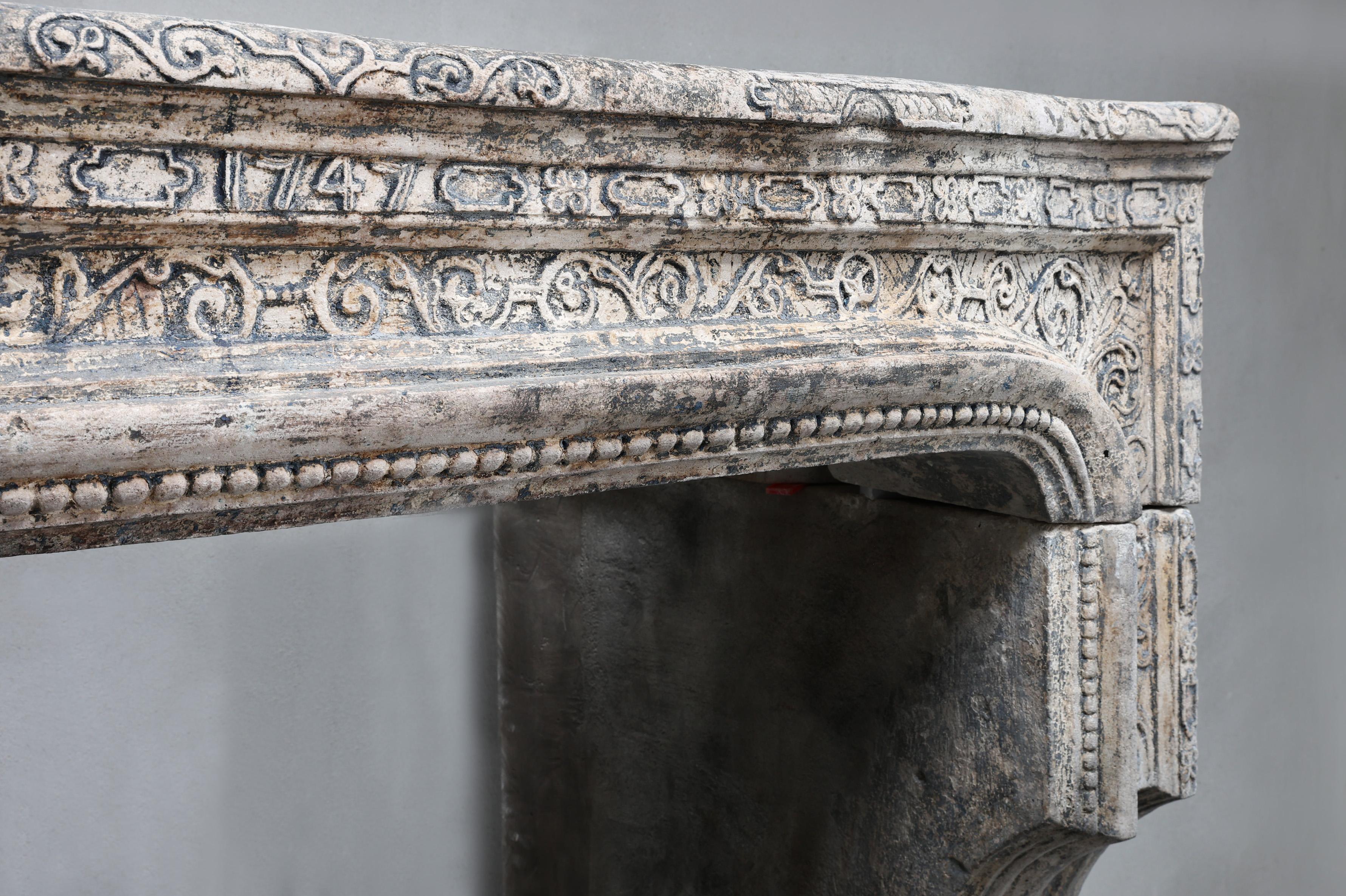 French Antique crafted fireplace from the 19th century, Louis XIV For Sale