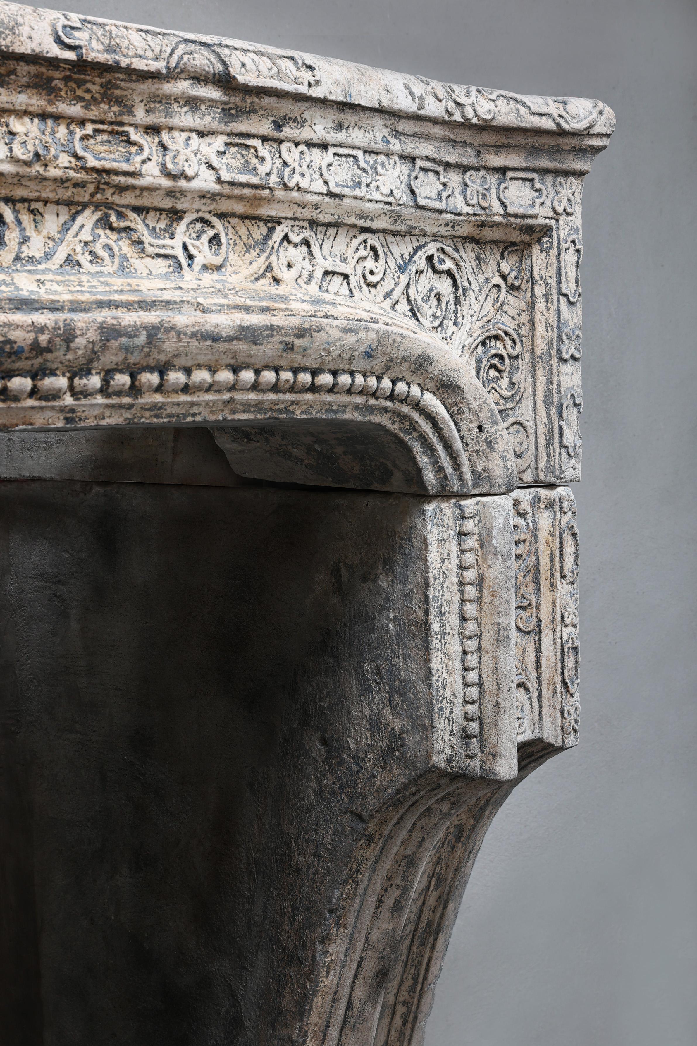 Antique crafted fireplace from the 19th century, Louis XIV For Sale 2