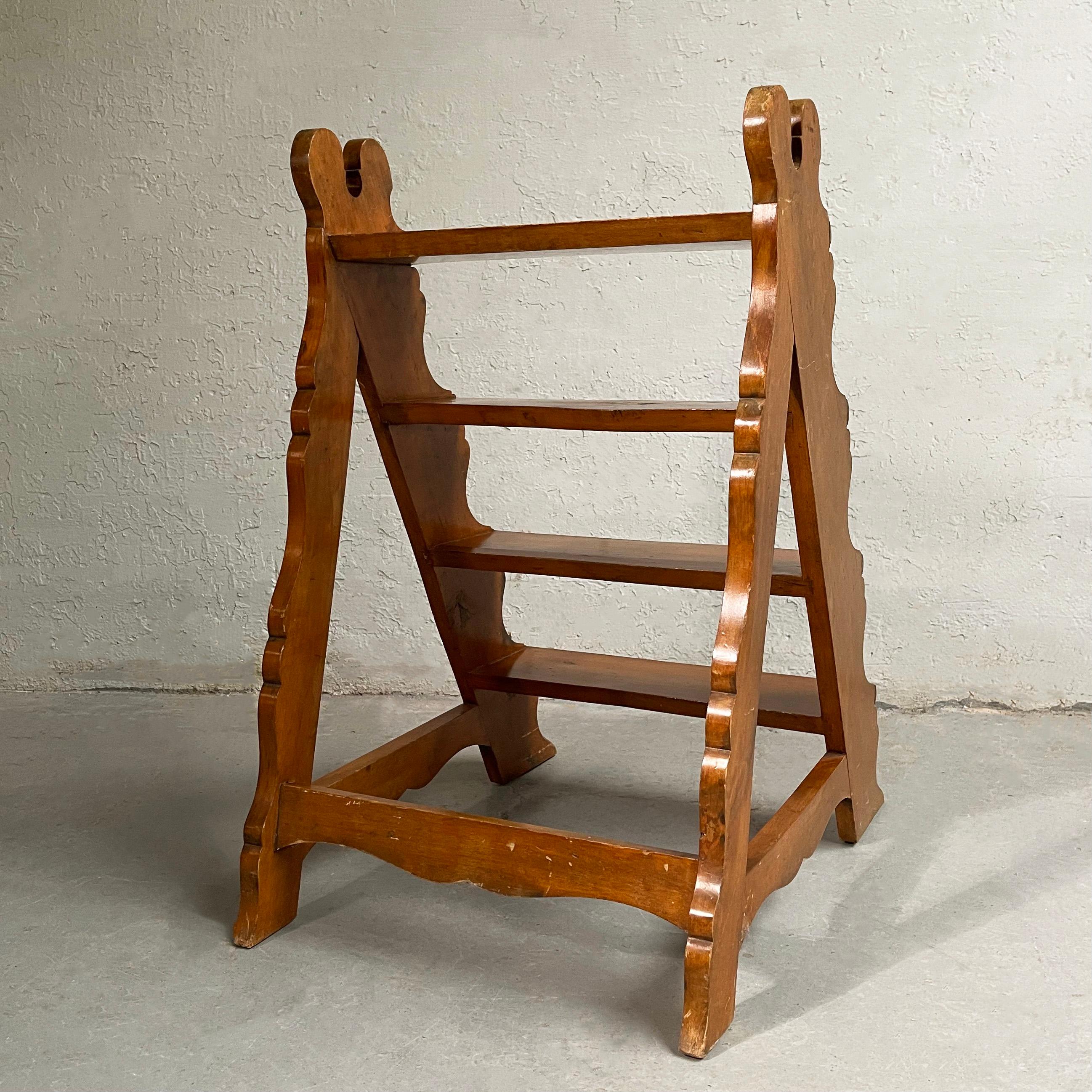 Antique Craftsman Maple Library Step Ladder For Sale 1