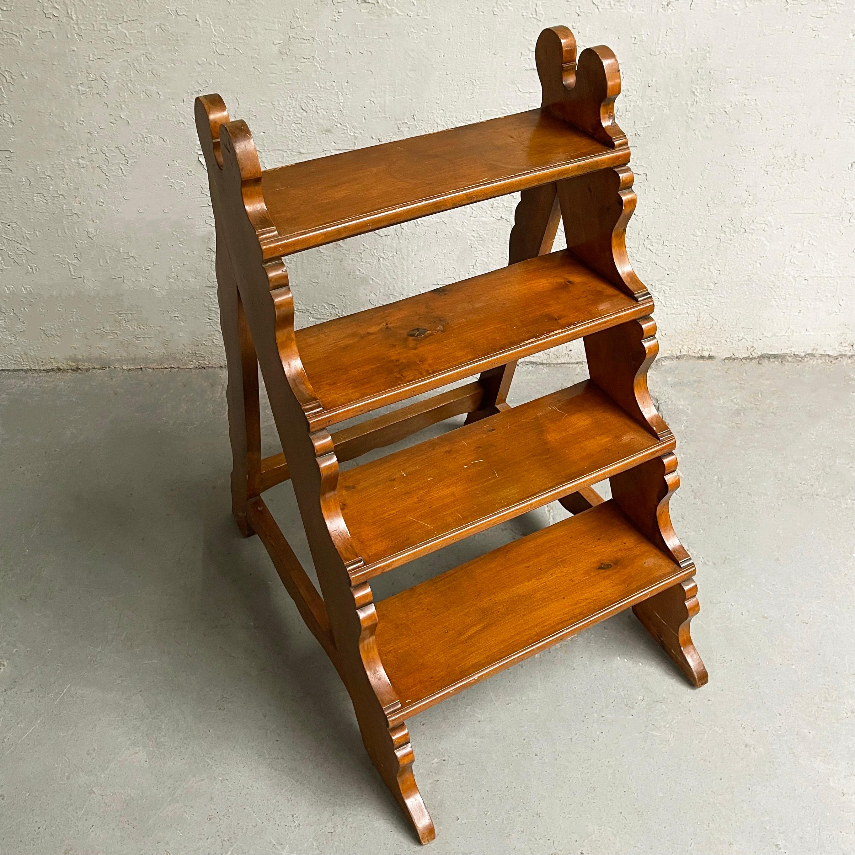 American Craftsman Antique Craftsman Maple Library Step Ladder For Sale