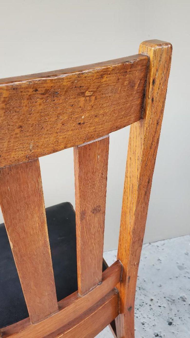 Antique Craftsman Quarter Sawn Oak Dining or Single Desk Chair Upholstered Seat (Chaise de bureau simple ou de salle à manger en chêne équarri) en vente 2