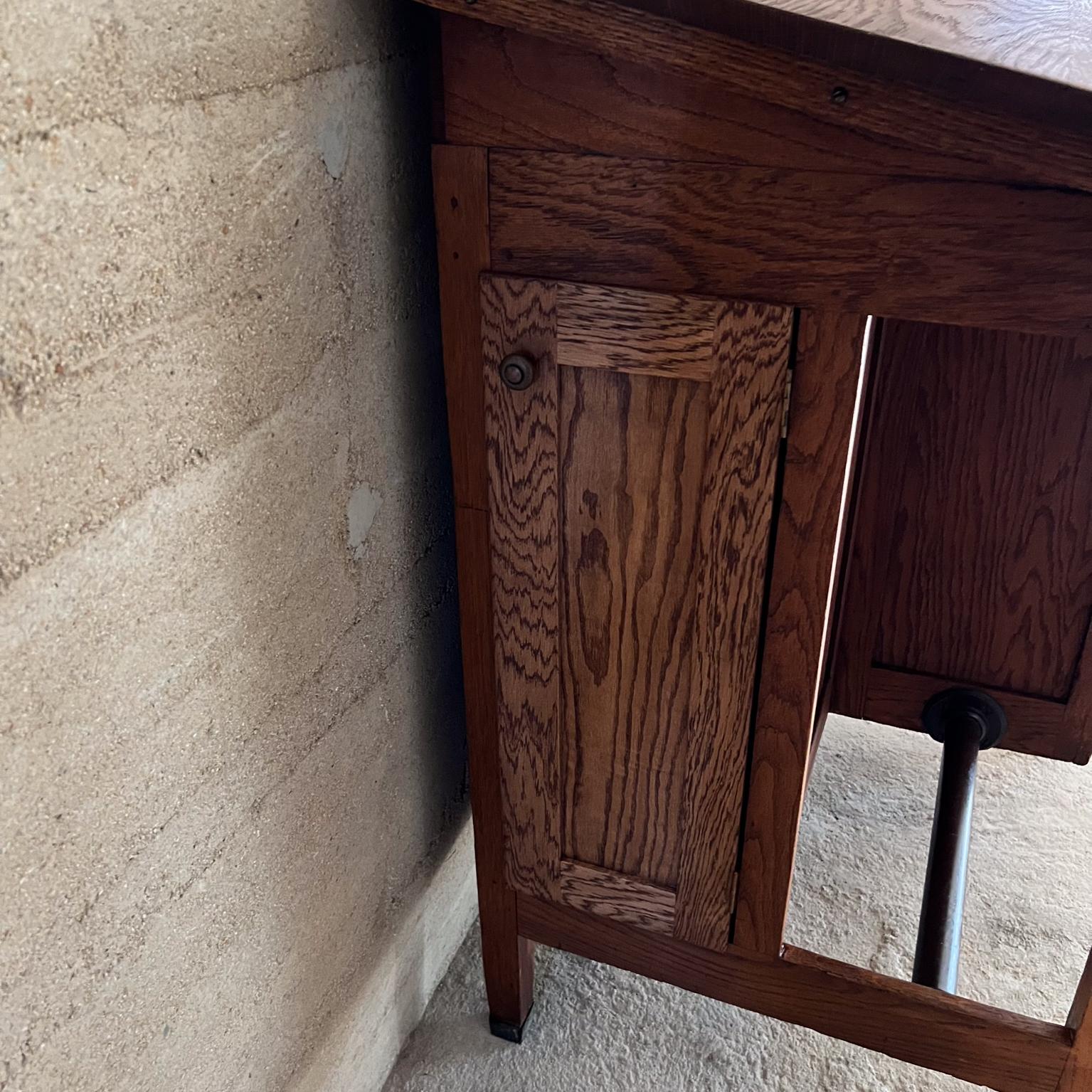 Brass Antique Craftsman Solid Oak Industrial Drafting Table Desk