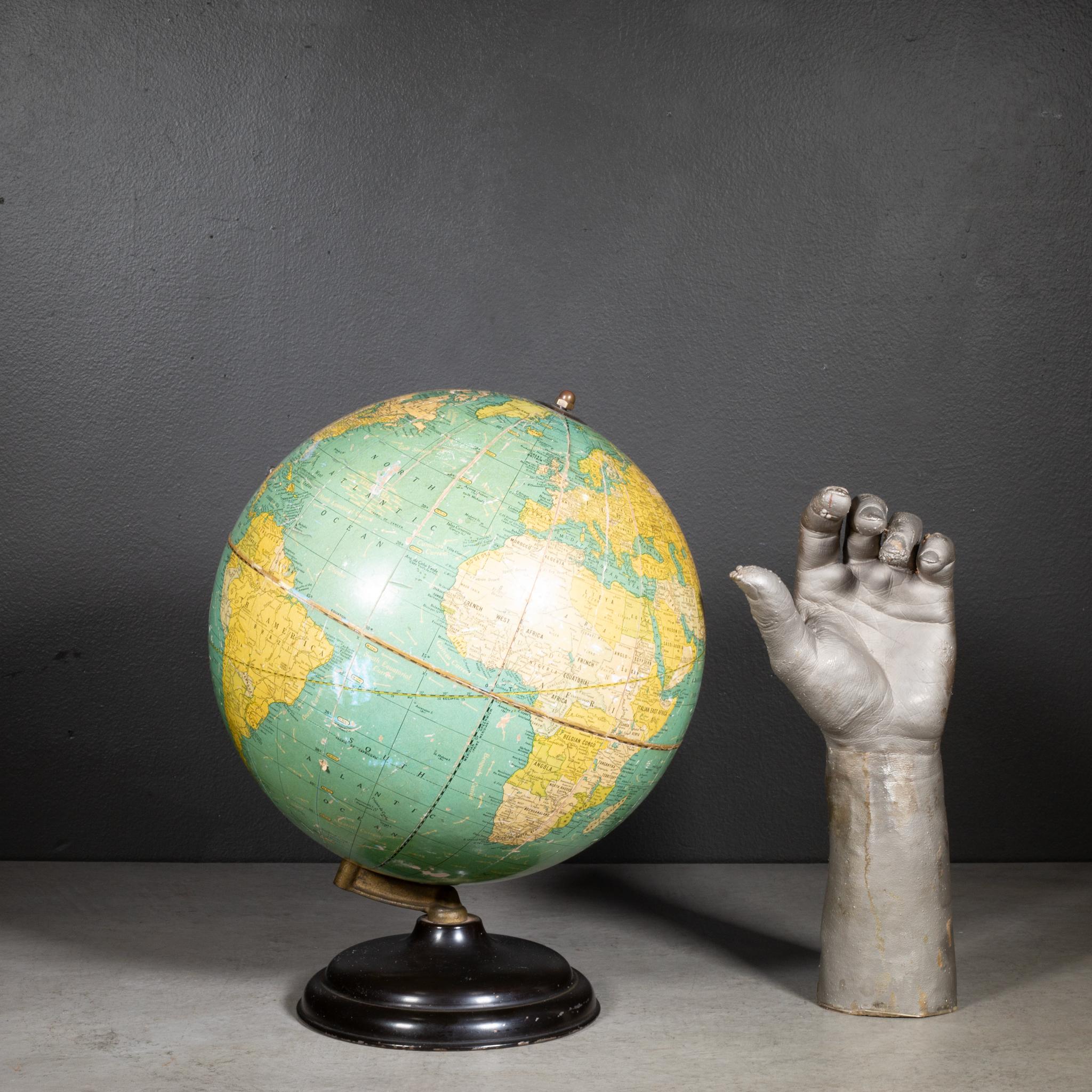 Metallo Antico globo terrestre Cram's 1930-1940 circa in vendita