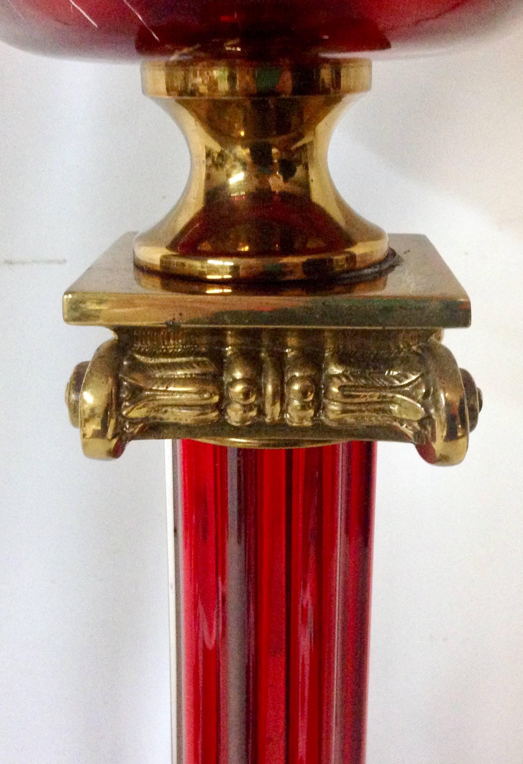 antique cranberry glass lamps