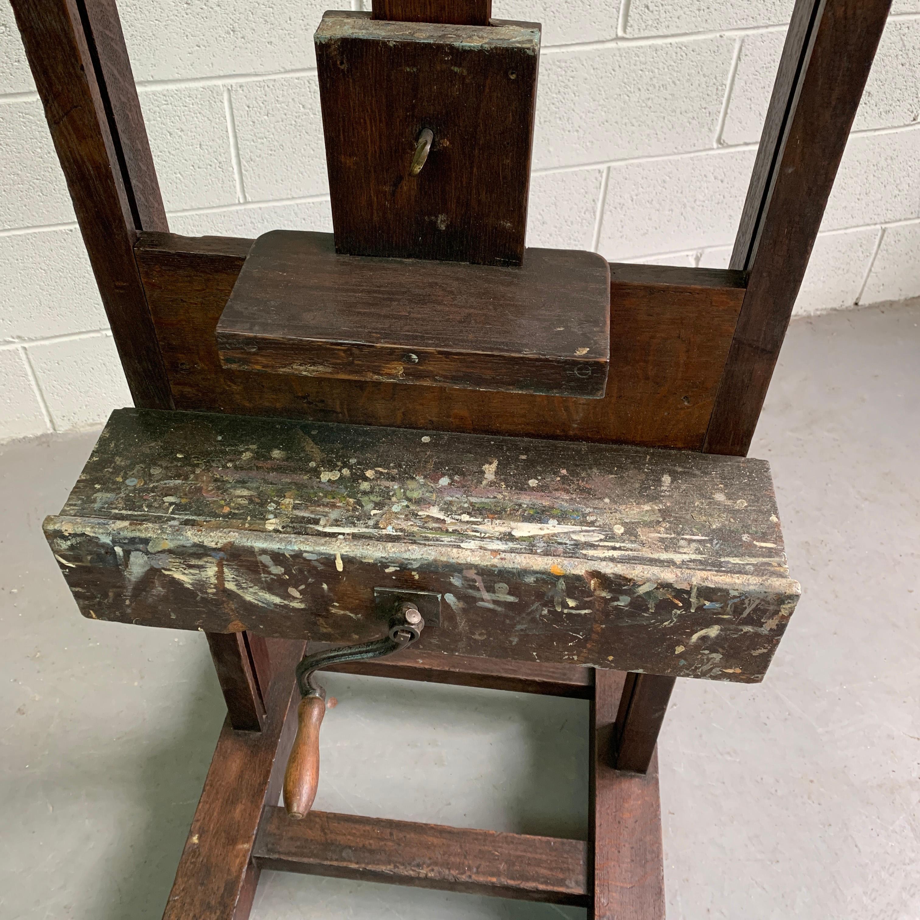 Antique Crank Adjustable Oak Artist Easel 5