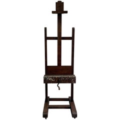 Antique Crank Adjustable Oak Artist Easel