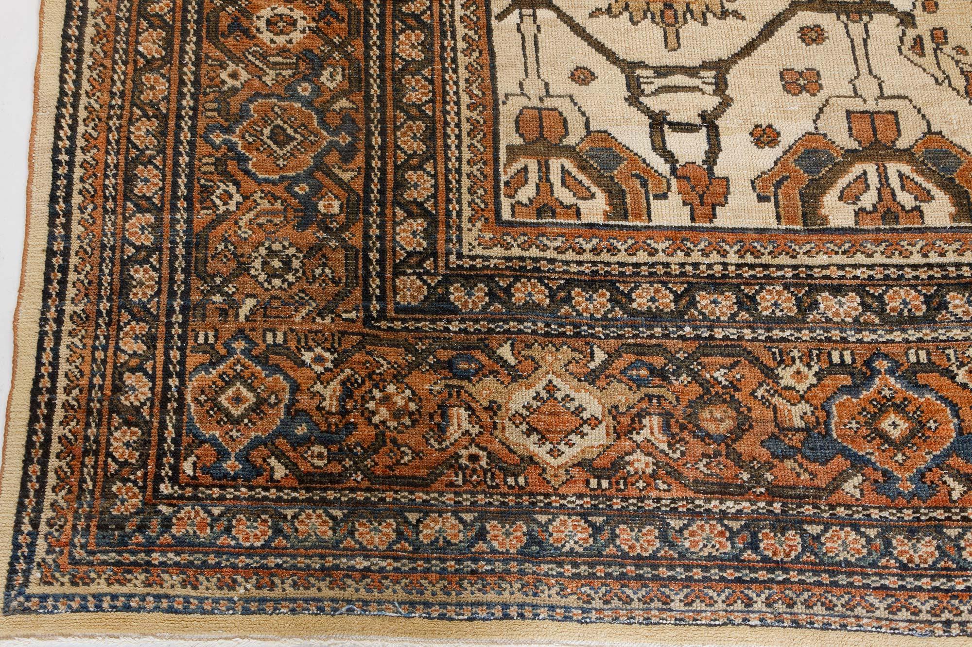 20th Century Antique Botanic Persian Sultanabad Wool Carpet For Sale
