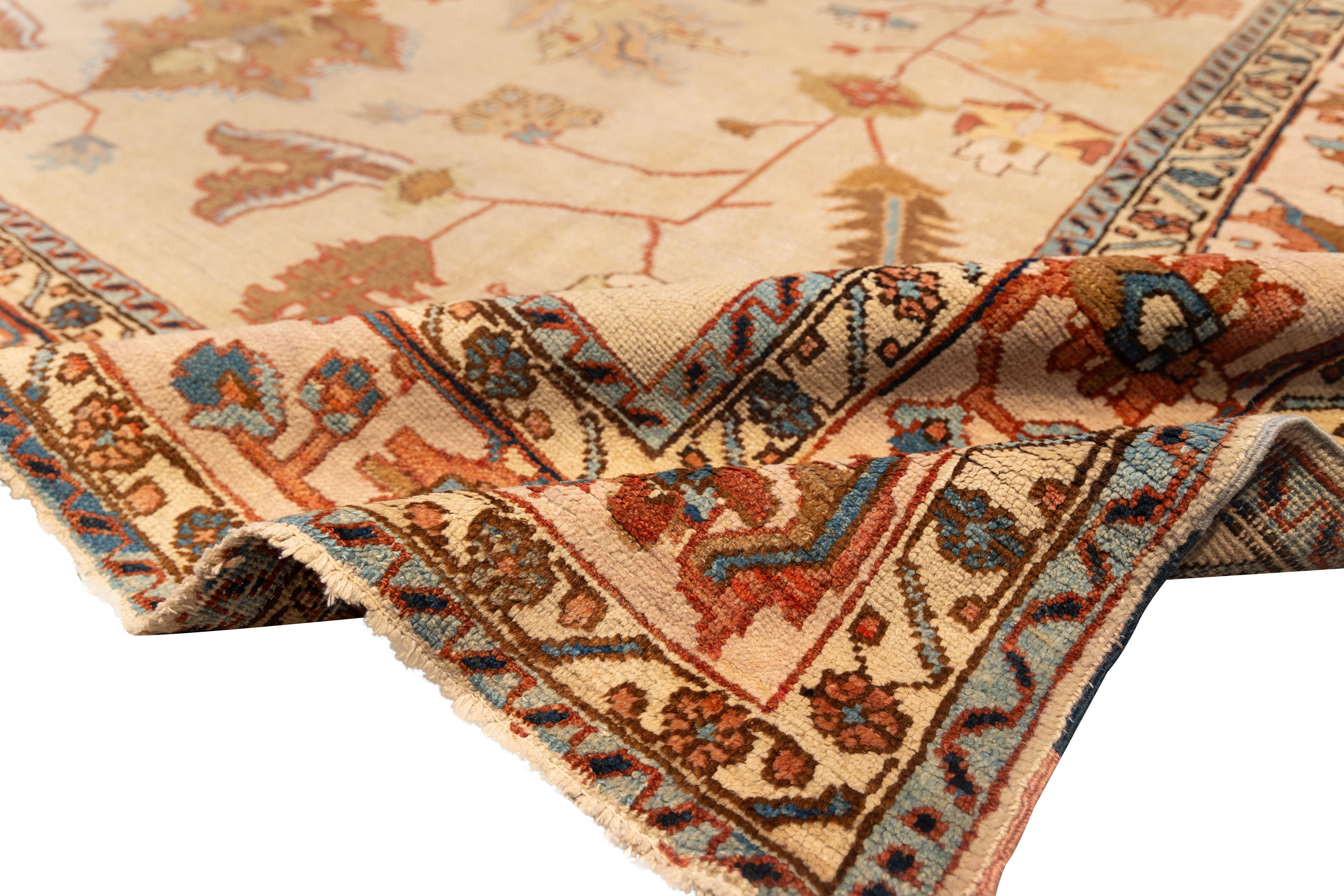 Hand-Woven Antique cream field early 20th century north persian rug For Sale