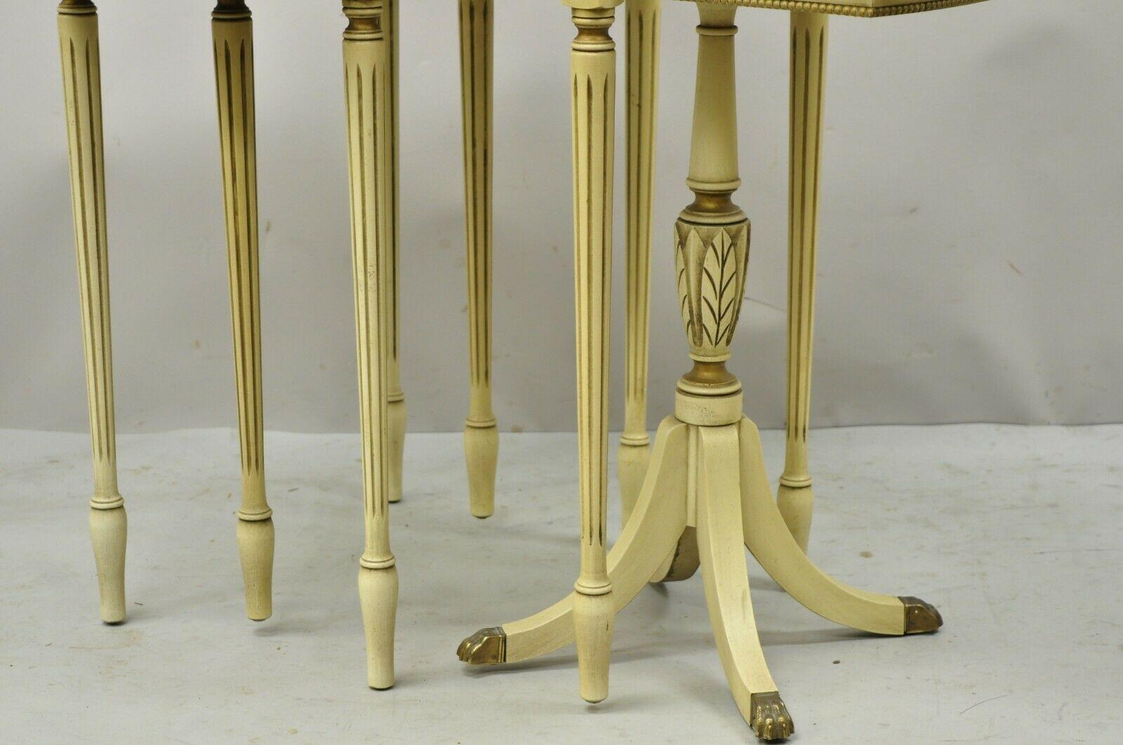 Wood Antique Cream Painted French Nesting Side Table Imperial Grand Rapids, Set of 3