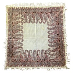Antique Cream, Pink, Magenta, Brown and Green Paisley Shawl