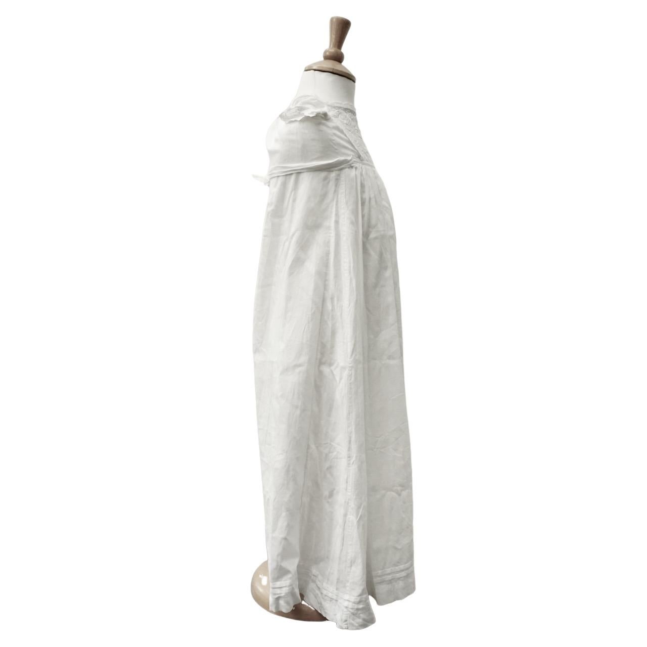 Antique Cream Silk Christening Gown and Antique White Cotton Christening Gown For Sale 5