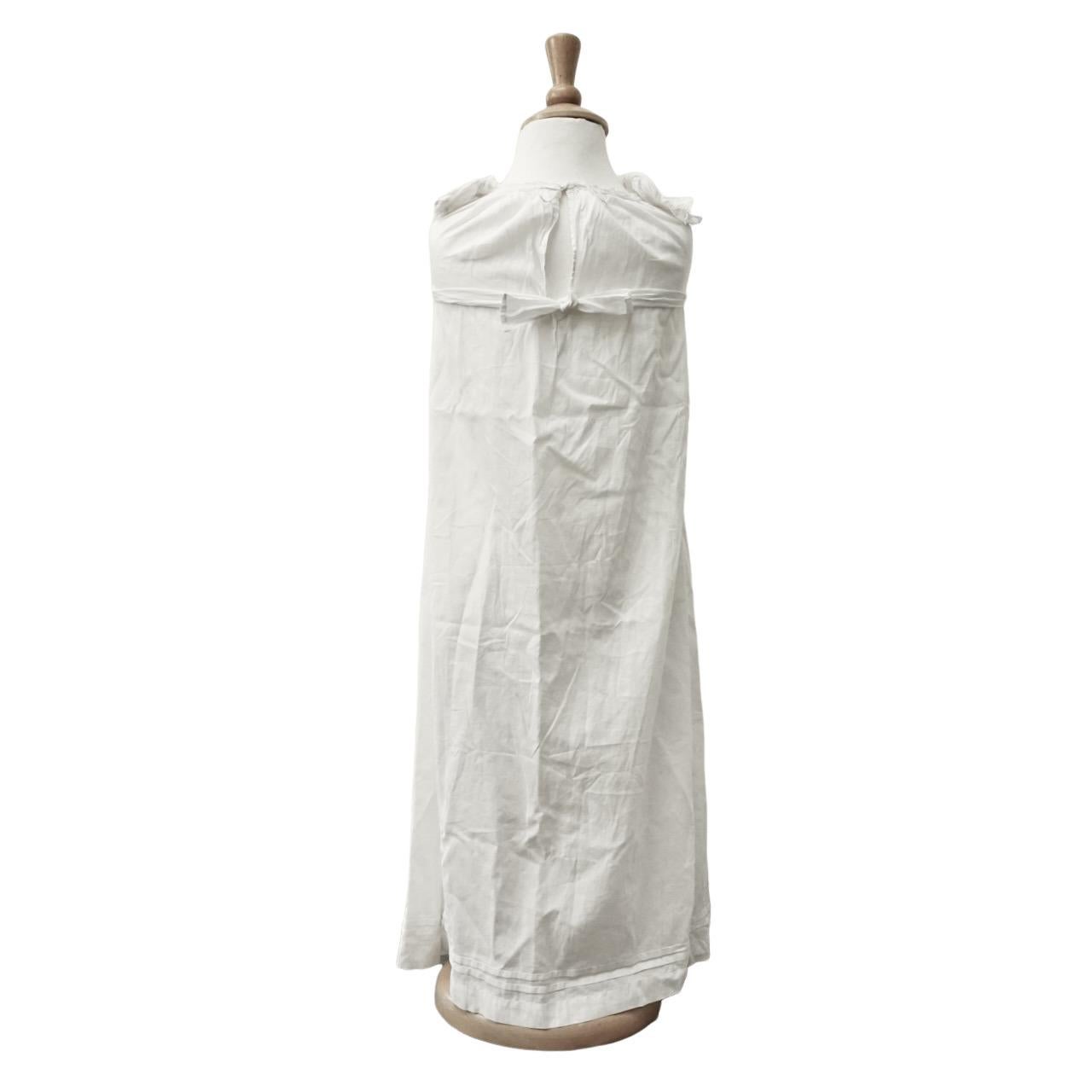 Antique Cream Silk Christening Gown and Antique White Cotton Christening Gown For Sale 6