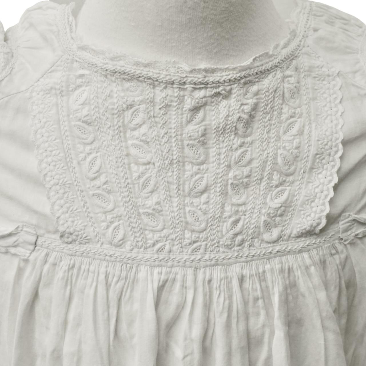 Antique Cream Silk Christening Gown and Antique White Cotton Christening Gown For Sale 7