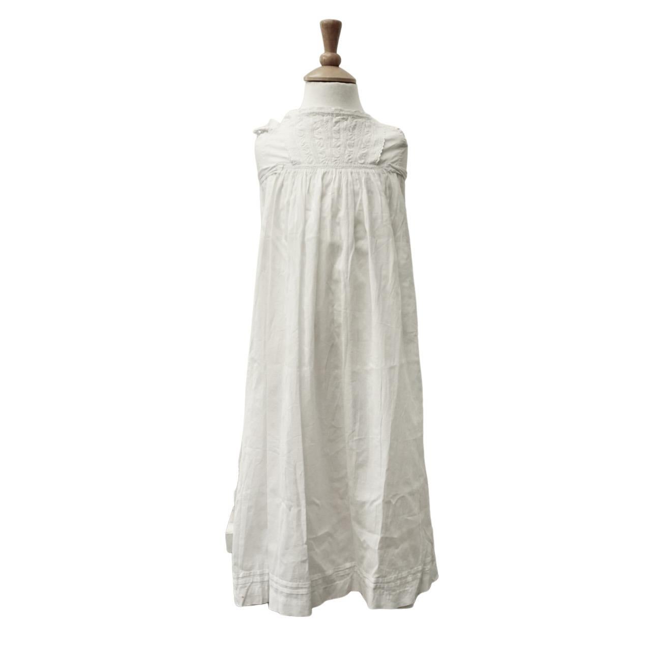 Antique Cream Silk Christening Gown and Antique White Cotton Christening Gown For Sale 4