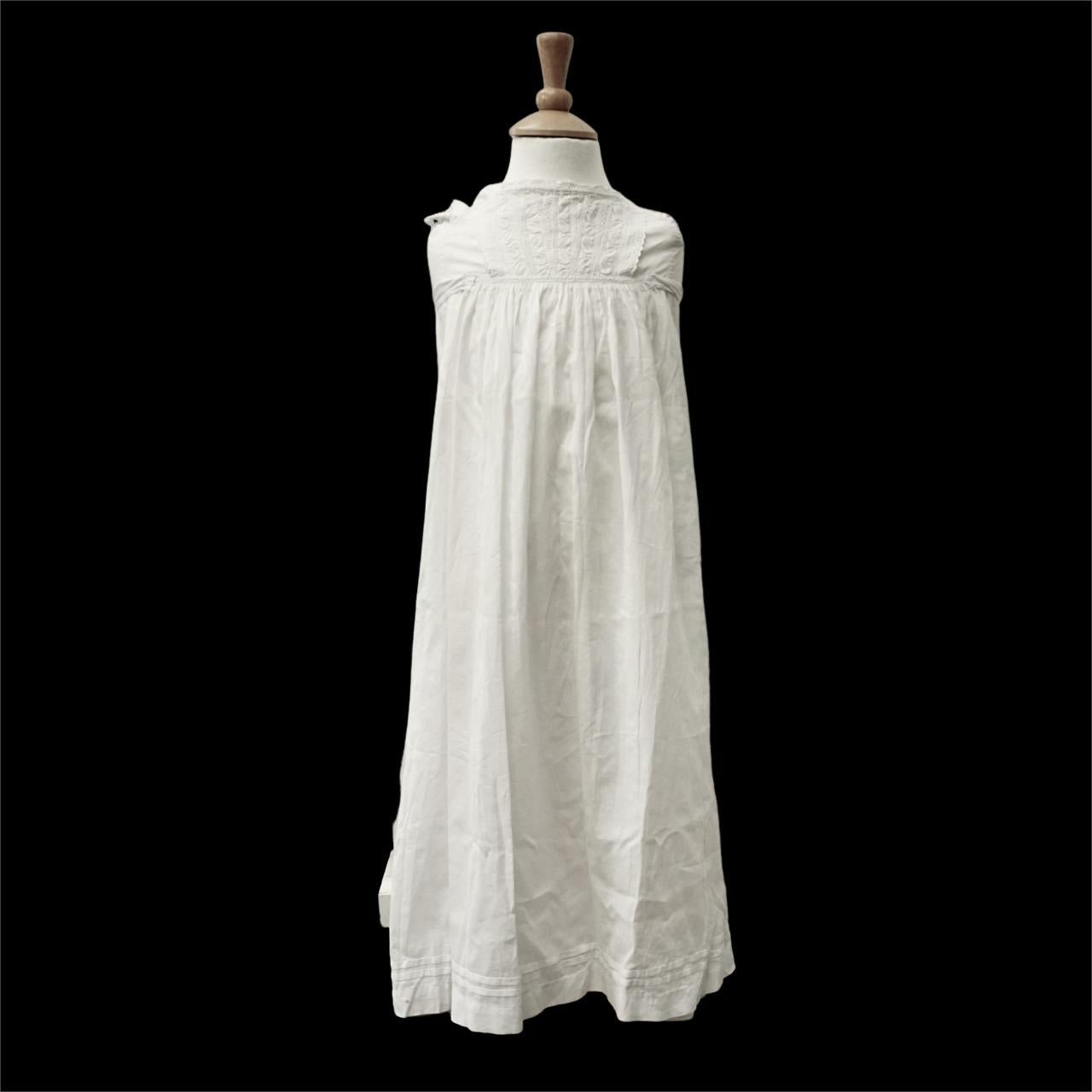 Antique Cream Silk Christening Gown and Antique White Cotton Christening Gown For Sale 8