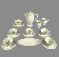 Antique Creamware Breakfast Service w/ Coffee Pot by Montereau, France Ca. 1830