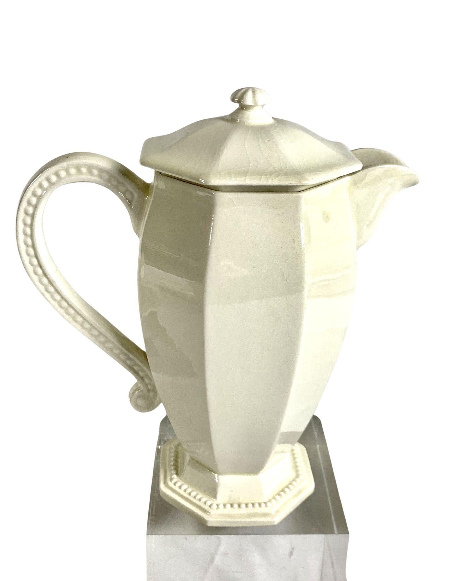 Glazed Antique Creamware Breakfast Service w/ Coffee Pot by Montereau, France Ca. 1830