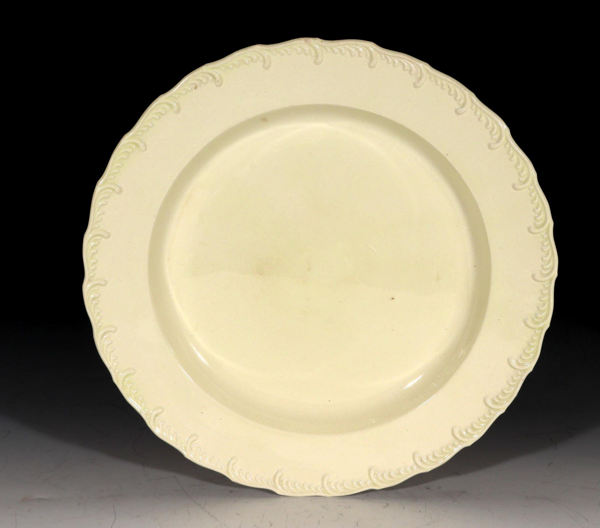 Georgian Antique Creamware Feather-Edge Circular Dishes-A Pair
