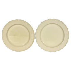 Used Creamware Feather-Edge Circular Dishes-A Pair