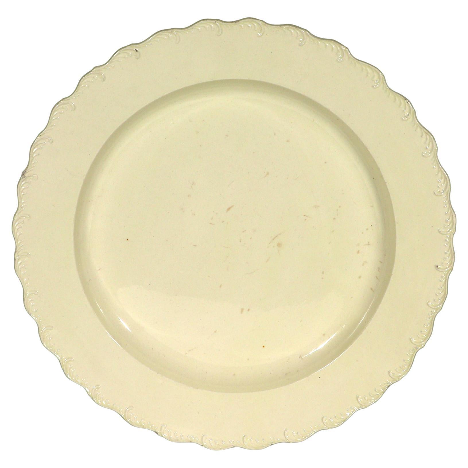 Antique Creamware Feather-Edge Large Circular Dish