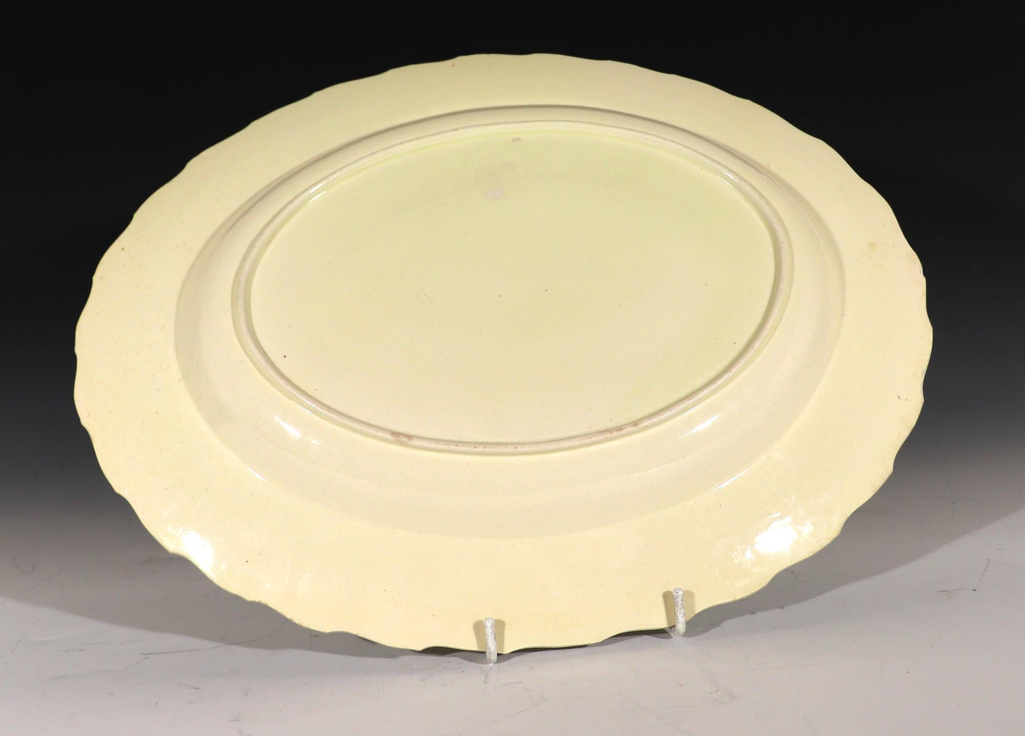 Georgian Antique Creamware Feather-Edge Large Oval Dish