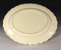 Antique Creamware Feather-Edge Large Oval Dishes, a Pair