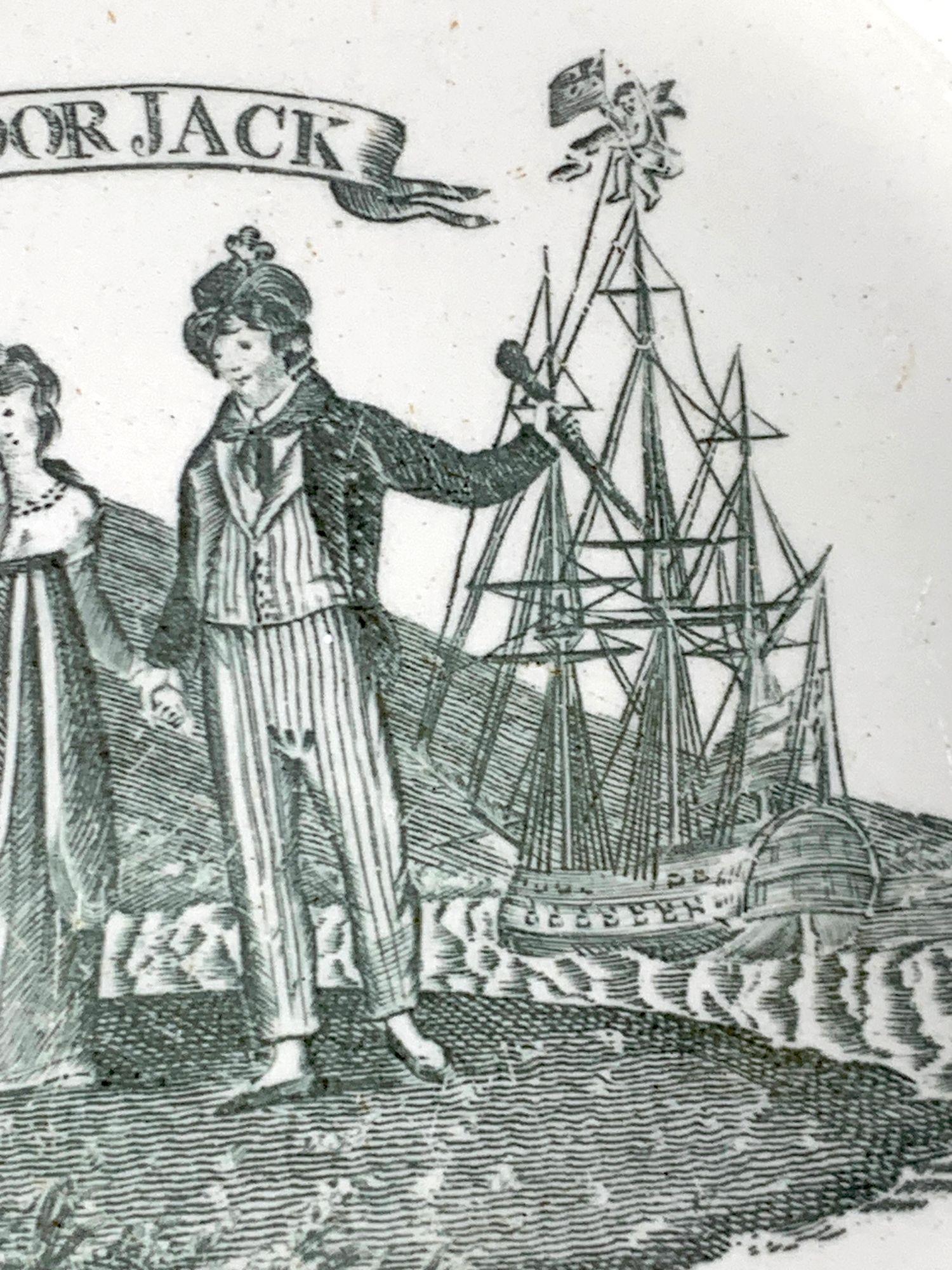Ceramiche Wedgwood Antico piatto di crema Poor Jack the Sailor's Lament realizzato da Herculaneum C-1820 in vendita